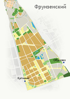 Фрунзенський район Санкт-Петербурга розташовується в південній частині міста, межує з   Адміралтейському   ,   Невським   ,   центральним   ,   московським   ,   пушкінським   і   Колпінський   районами міста